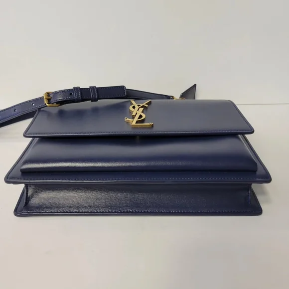 ❌SOLD❌SAINT LAURENT Blue Leather Medium Sunset Shoulder bag/Crossbody. - Picture 11 of 15